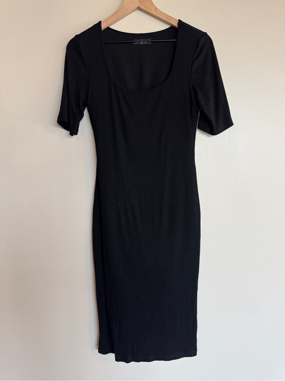 CHICME Black Built In Shapewear Midi Dress Short Sleeve Scoop Neck Ribbed XL
